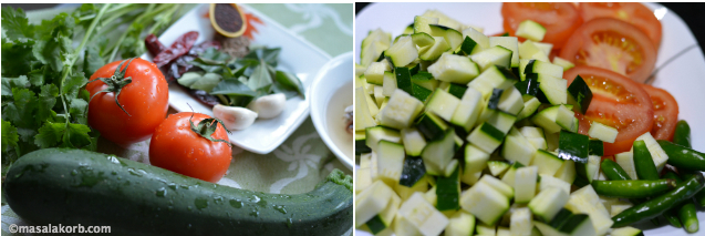 Ingredients chopping & prepping Step for Zucchini chutney