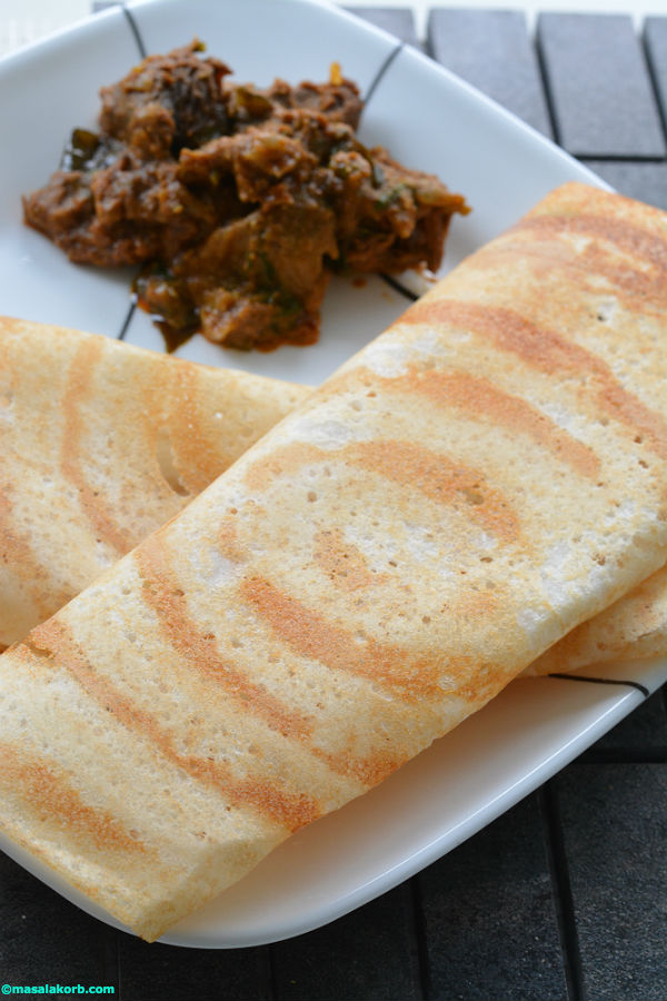 Dosa with mutton curry
