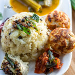 Ven Pongal served with Chutney, sambar and paniyaram