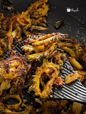 Crispy Bitter gourd fry straight from pan.