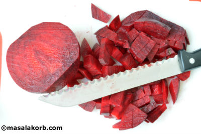 step1 - chopping beetroot for Beetroot Rasam Recipe