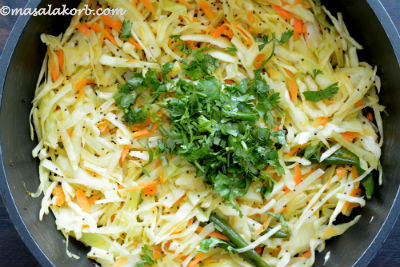 Cabbage Sambharo Recipe steps