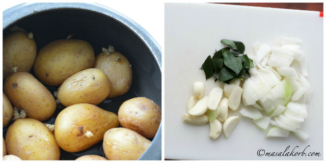 step1- boil potatoes & chop onions