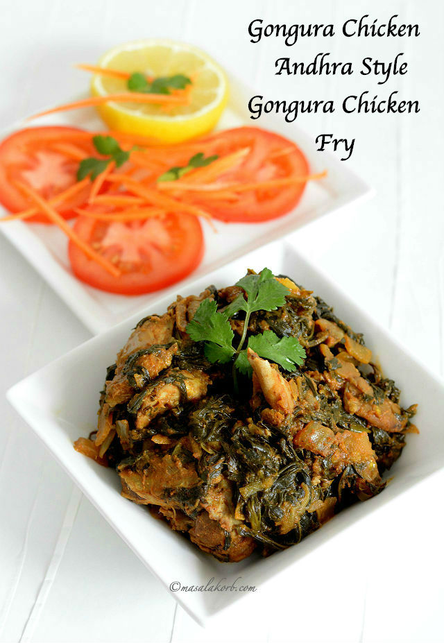 Gongura Chicken Andhra Style or Gongura chicken fry