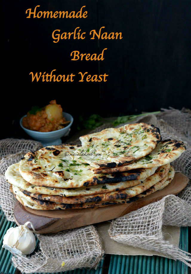 Homemade Garlic Naan Bread Without Yeast on Tawa