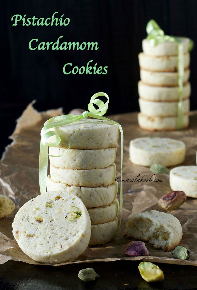 Pistachio Cardamom Cookies Shortbread Biscuits