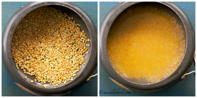 Washing lentils in a pressure cooker