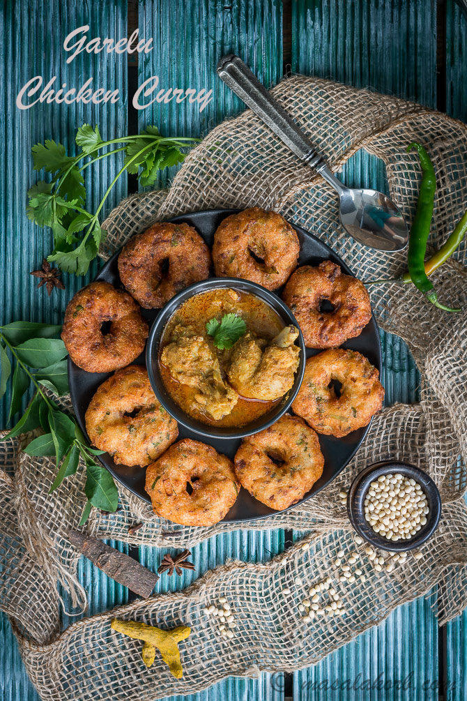 Garelu Chicken Curry, South Indian Medu Vada With Spicy Chicken Curry Andhra Style