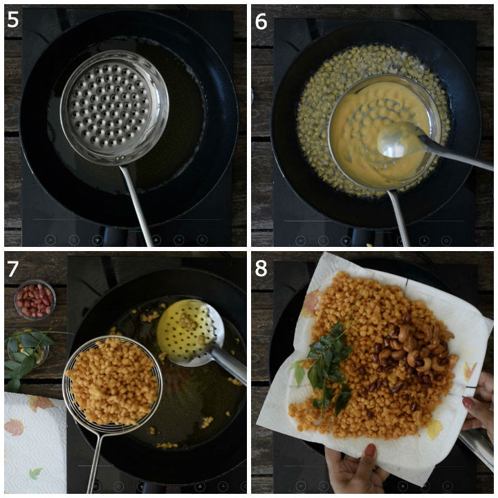 Kara Boondi Recipe deep frying