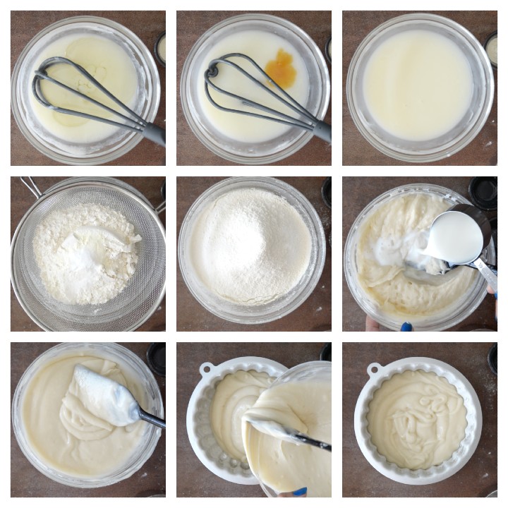 Stepwise pictorial guide to make batter for Eggless Vanilla Cake Recipe 