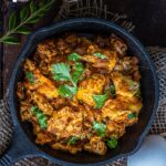 Egg Bhurji Masala served in a cast iron pan