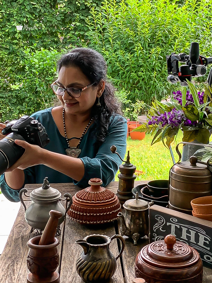 Padma Veeranki with her props and camera. About Padma Veeranki | Photographer & Recipe Developer