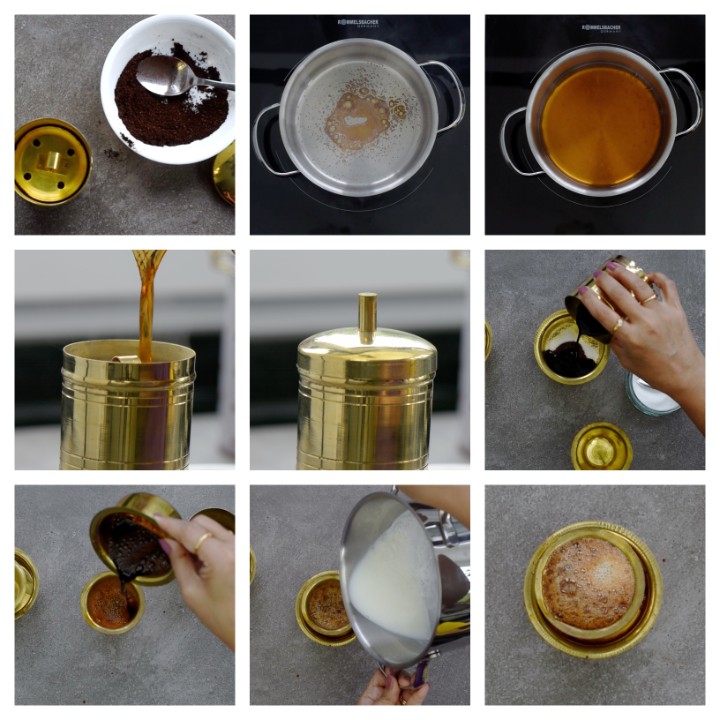Steps to follow to prepare South Indian Filter Coffee.