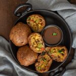 Aloo Bread Bonda served with tomato ketchup