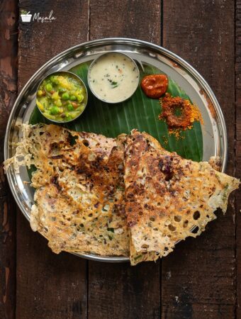 Instant Rava Dosa served with an array of condiments