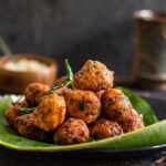 Protein rich snack or breakfast seerved with coconut chutney and tea.