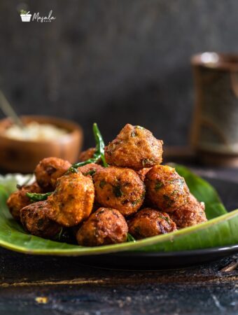 Protein rich snack or breakfast seerved with coconut chutney and tea.